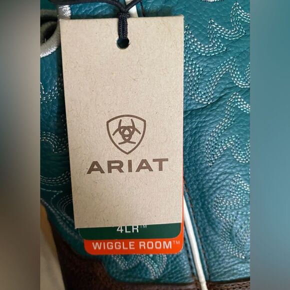 Kid's Boy Ariat Crossfire Square Toe Turqouise Brown Boots  Size 4 Western - Picture 13 of 14